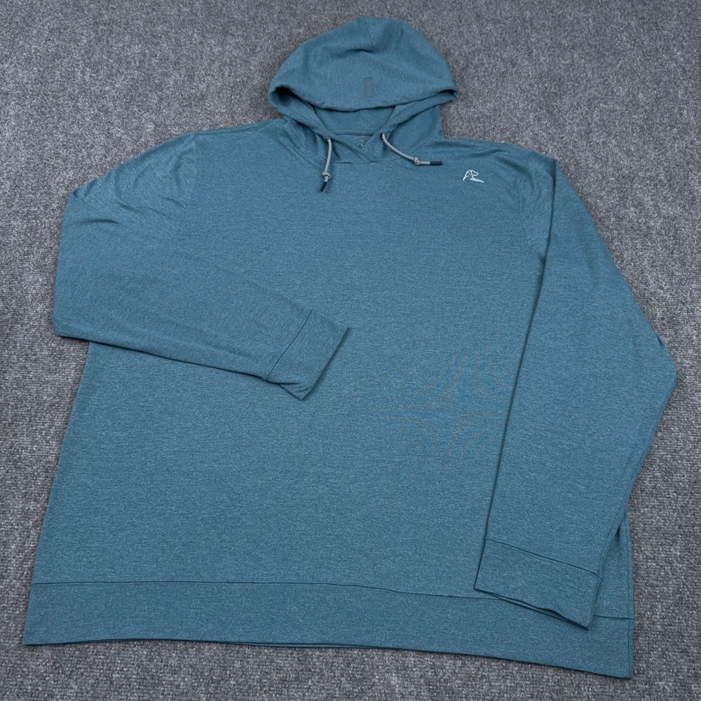 Rhoback Hesi Performance Hoodie Mens 3XL Teal Blue Long Sleeve Pullover Golf